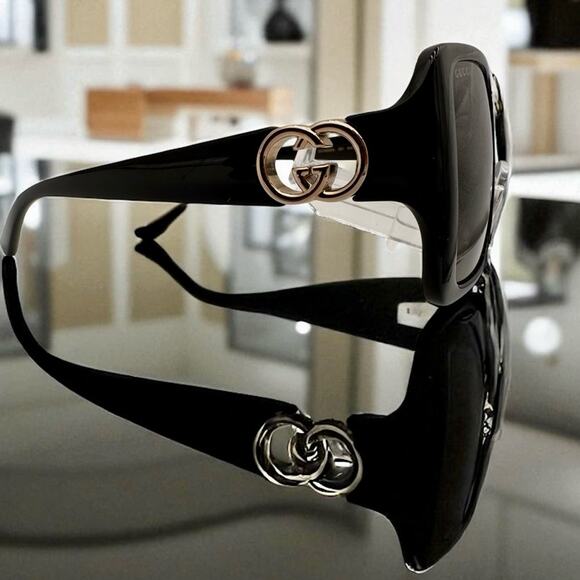 Gucci Black and Gold Sunglasses Luxury Eyewear #5. - Picture 4 of 14